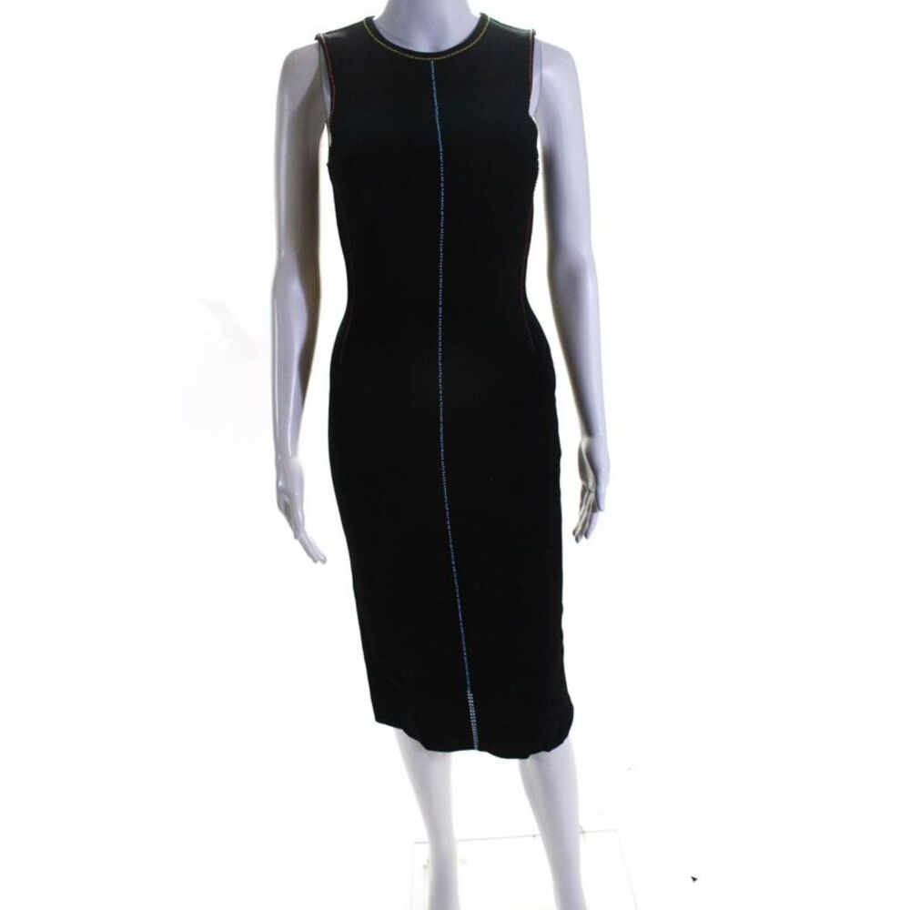Christopher Kane Womens Beaded Trim Sleeveless Dress Black Size Small LL19LL